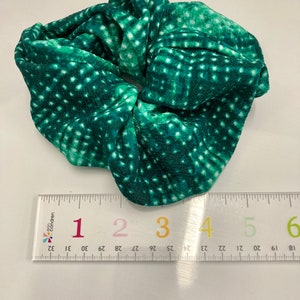 Green Shibori tie dye jumbo scrunchie