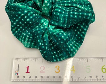 Green Shibori tie dye jumbo scrunchie