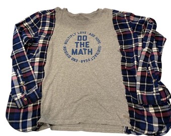 NWT life is good size XL do the math upcycled campfire flannel T-shirt Oversized