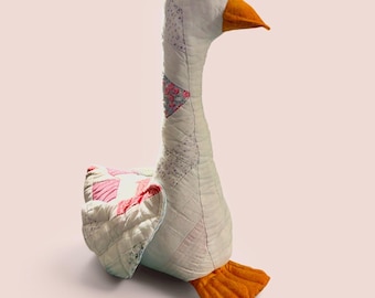 Couch Goose 16" Porch Goose for Indoors Vintage Quilt Goose Handmade Home Decor