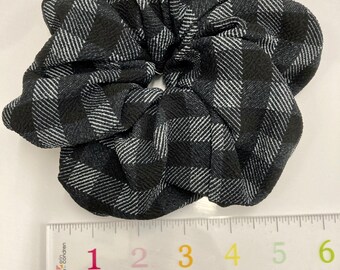 Grey/black Buffalo check plaid jumbo scrunchie