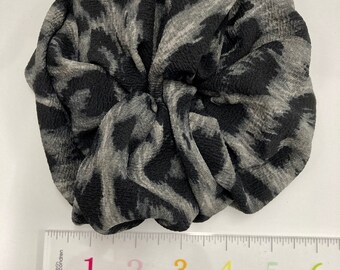 Snow Leopard grey/black print knit jumbo scrunchie