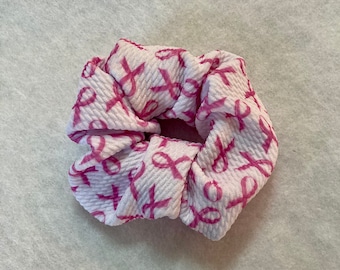 Breast Cancer awareness warrior pink ribbon scrunchie