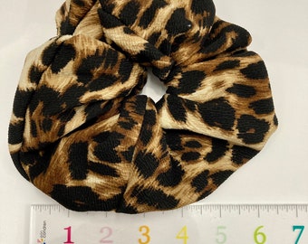 Leopard print knit jumbo scrunchie