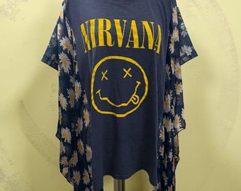 Nirvana upcycled festival kimono one-of-a-kind large-3x free size