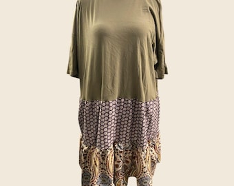 NWT 2XL oversized t-shirt paisley Mash-Up Upcycled Reworked skirt dress