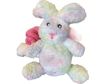 NWT Handmade, crochet, pastel fluffy bunny in Easter egg approximately 12"