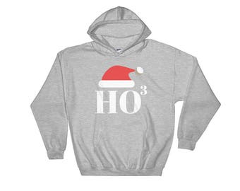 HO HO HO santa hat nerd geek cubed to the third Hooded Sweatshirt