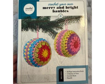 NIB Crochet in a Granny Square style baubles ornaments kit