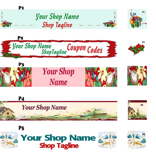 HOLIDAY THEME Banner & Free Avatar For Your Etsy Shop - OOAK Original Design