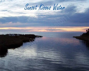 Instant Download - Sunset Kisses Water, 20 x 16 Natural Landscape Photography, Outer Banks North Carolina