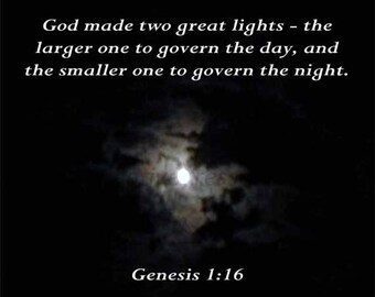 Moonlight1, Genesis 1 verse 16, 8 X 10 Instant Digital Download