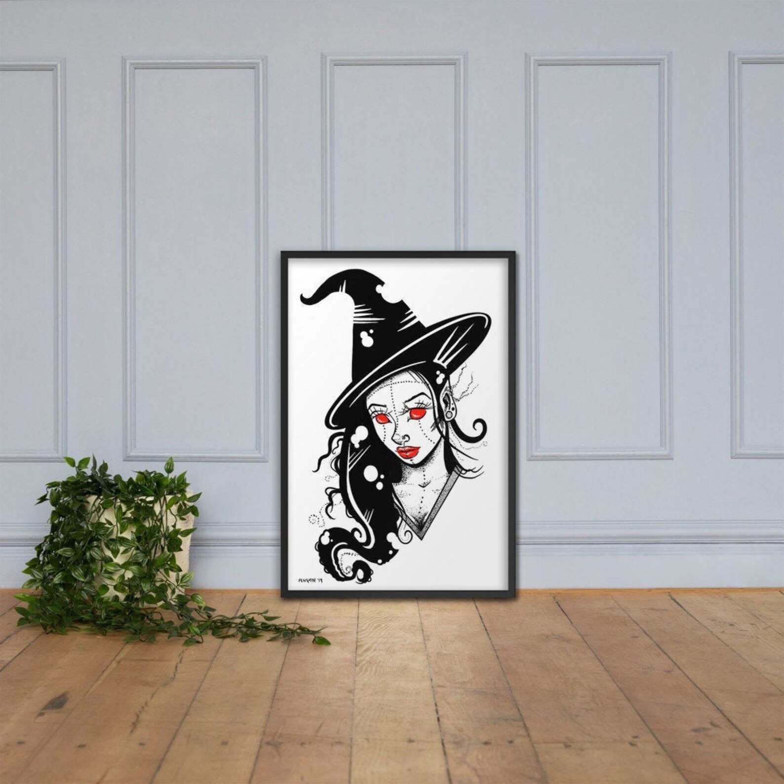Large Modern Witch Art Fall Wall Art Halloween Occult Decor Etsy