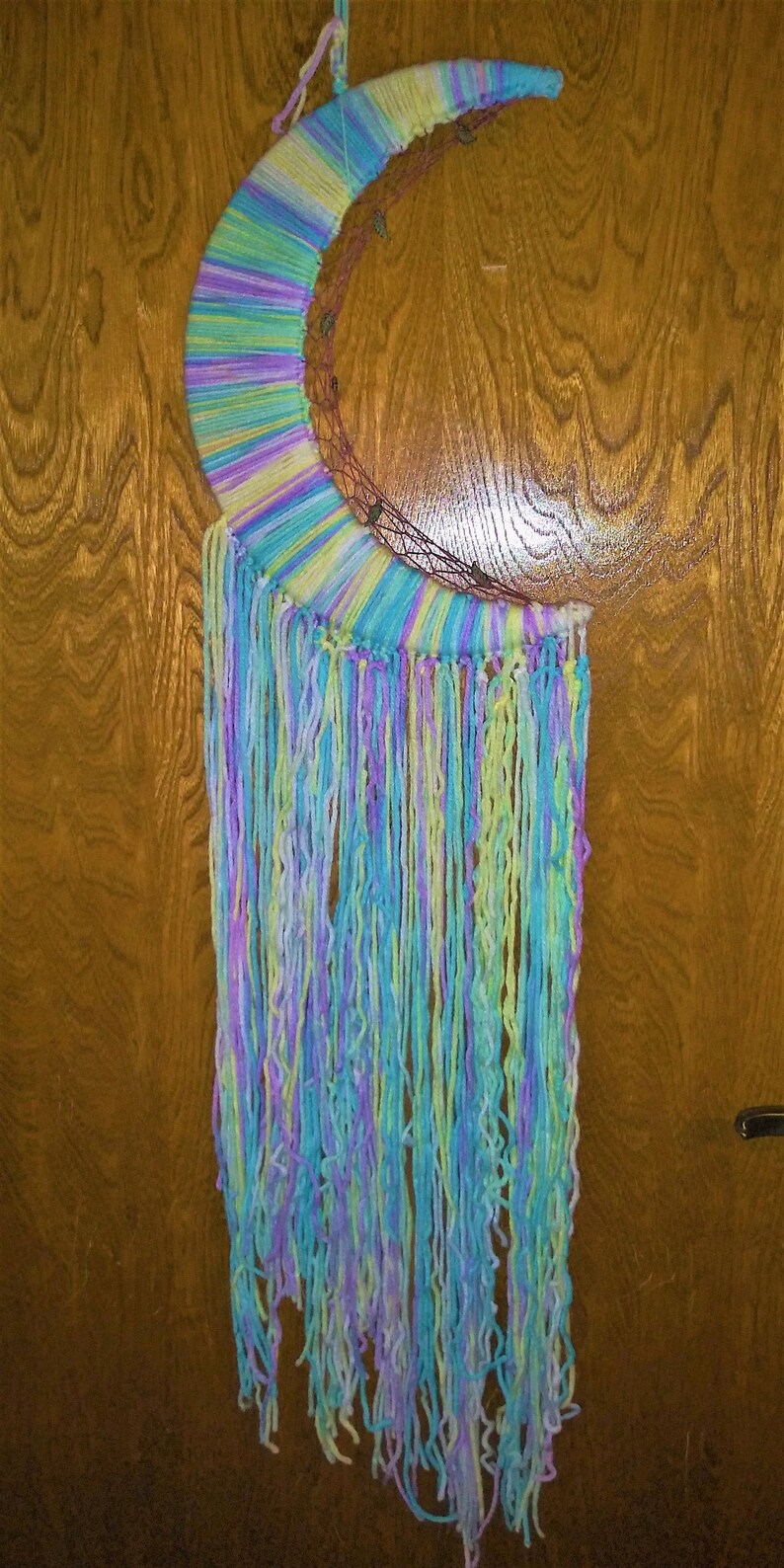 Rainbow Macrame Moon Dreamcatcher 12inch Dream Catcher The image 0