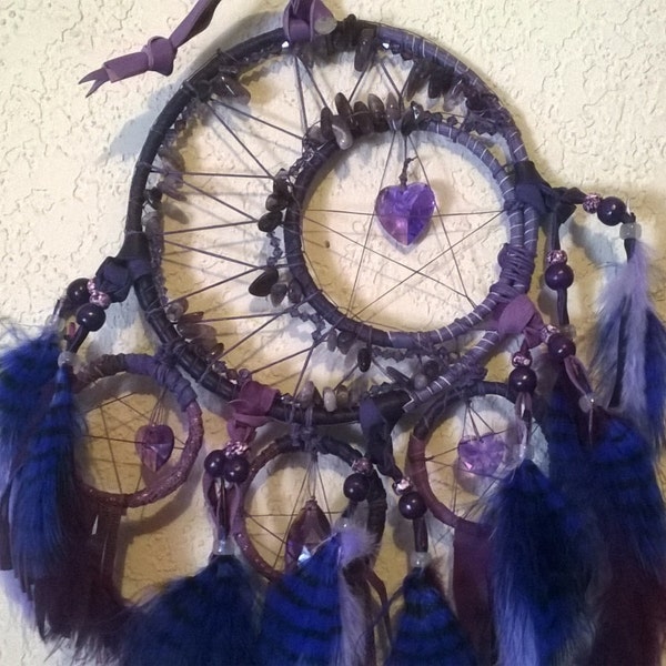 Amethyst Crescent Moon Dream Catcher  dreamcatcher  Amethyst Crystal beaded crescent moon