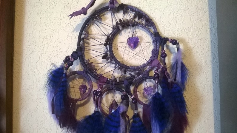 Amethyst Crescent Moon Dream Catcher dreamcatcher  Amethyst image 0