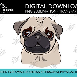 Pug Dog Fawn, PNG  - Sublimation Digital Download