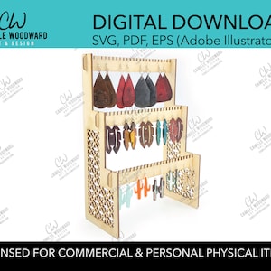 Earring Display Stand SVG, 3-Tier Organizer - INSTANT Digital Download