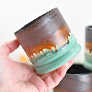 Bronze Whiskey Bourbon Tumbler, One Handmade Ceramic Pottery Scotch Barware Anniversary Gift, Groomsmen, Black, Patina Green, Turquoise