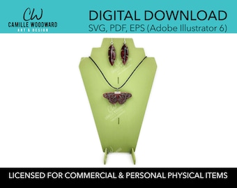 Necklace Display Stand, Deco Shape Bust with Earring Holes EPS SVG - INSTANT Digital Download