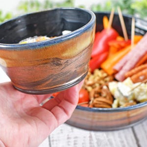 Chip Dip Ceramic Bowl Set Handmade Copper Black Detached Nested Snack Stoneware Pottery Charcuterie Vegetables Party Dining Serving Dishes