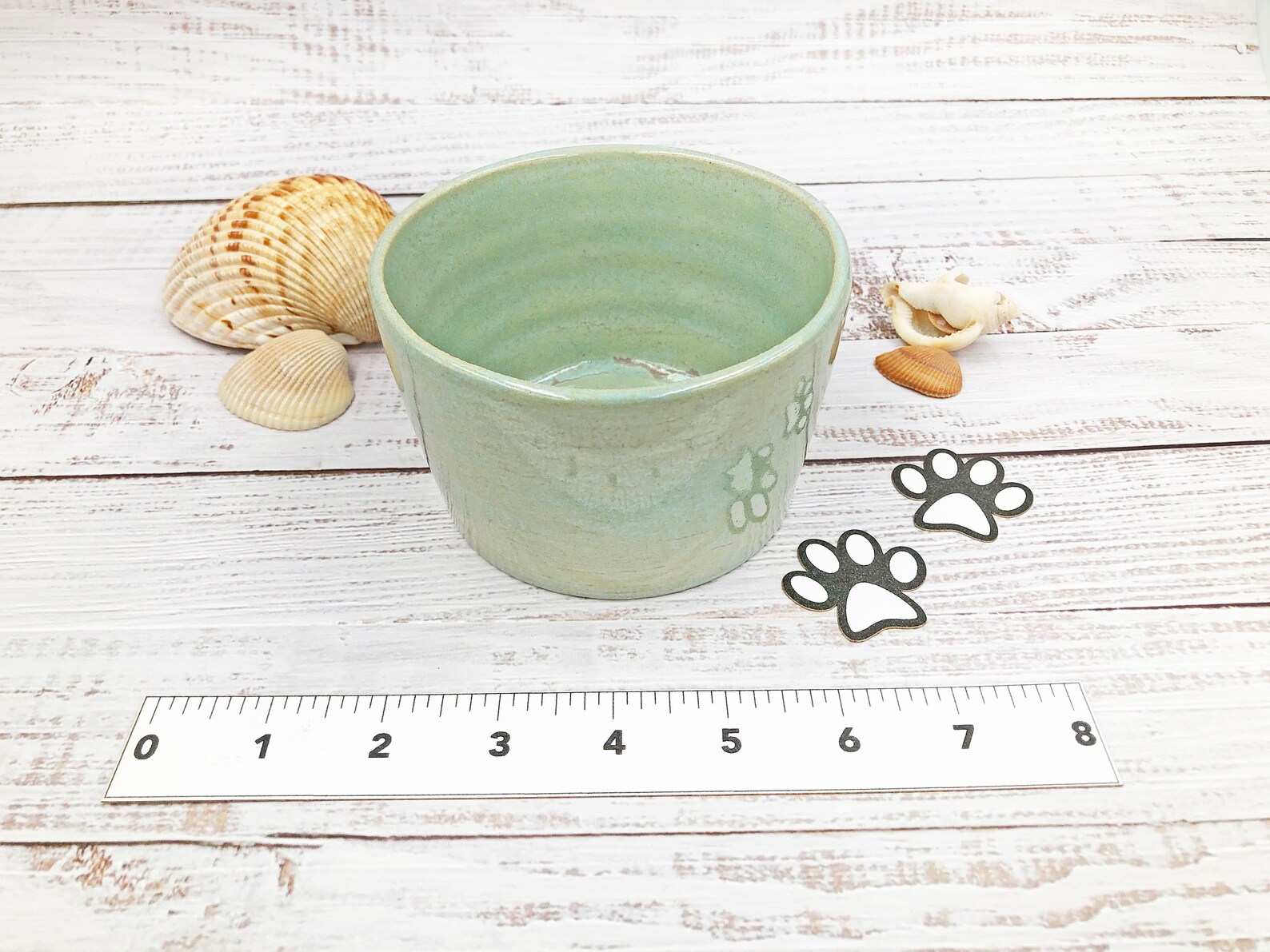 Sage Green Small Dog Cat Food Ceramic Bowl Sea Foam Stoneware Etsy