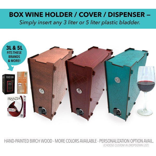 Box Wine Cover, Holder, Classy Personalized Gift for Her, Dispenser, Case, Server, Wedding, 3L + 5L Bota Box, Black Box, Franzia, Bday