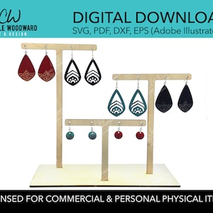 Earring Stand SVG, Earring Holder SVG, 3-Tree Tier Earring Display Stand, Laser Cut File SVG -Instant Digital Download for Glowforge Laser
