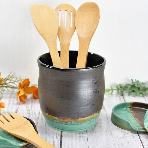 Pottery Utensil Crock Etsy