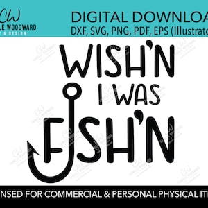 Vorrei tanto pescare in formato SVG, vorrei tanto pescare, sono andato a pescare, SVG in bianco e nero - Download digitale Cricut Cut File