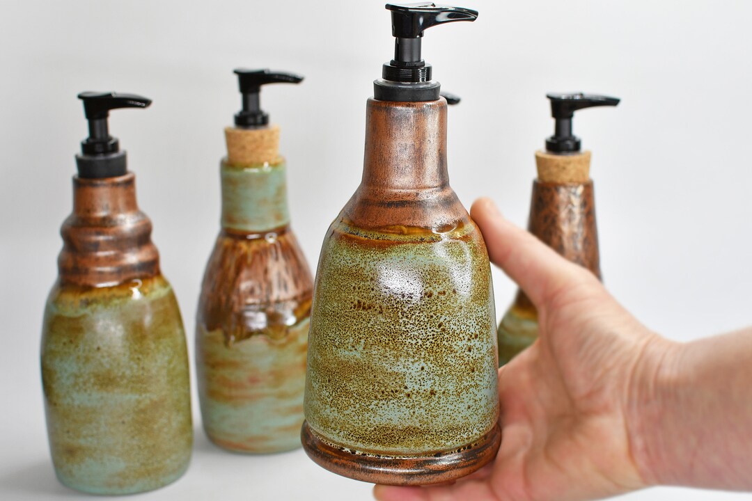Handmade Ceramic Lotion / Soap Dispenser Copper Verdigris Etsy