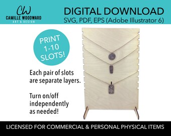 Adjustable Necklace Display Stand, Rectangle with Circle Side Notches Bust EPS SVG - INSTANT Digital Download