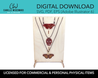 Necklace Jewelry Display Stand SVG, Rectangle with Top Notches EPS - INSTANT Digital Download