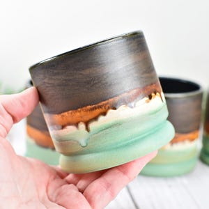 Bronze Whiskey Bourbon Tumbler, One Handmade Ceramic Pottery Scotch Barware Anniversary Gift, Groomsmen, Black, Patina Green, Turquoise