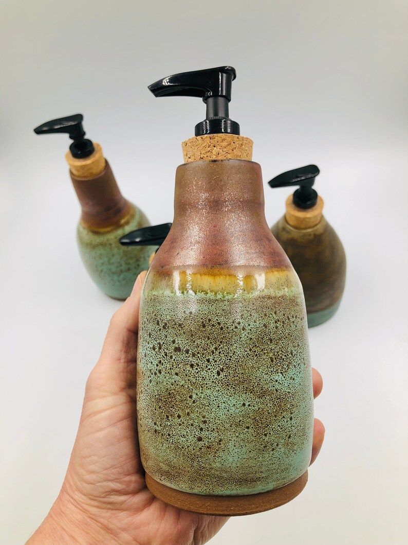 Handmade Ceramic Lotion / Soap Dispenser Copper Verdigris Etsy