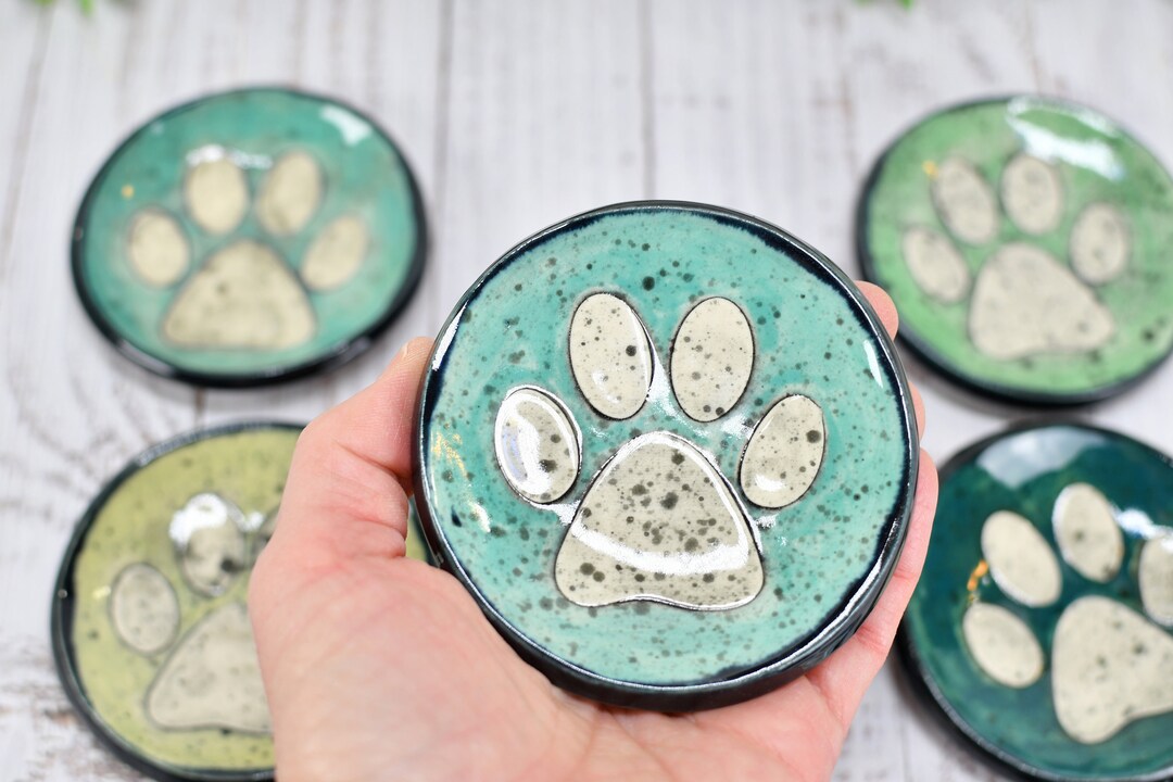 Paw Print Ceramic Small Coffee Spoon Rest Jewelry Trinket - Etsy