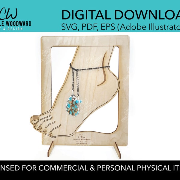 Ankle Bracelet Display with Foot Jewelry Stand SVG EPS - INSTANT Digital Download Laser Cut File