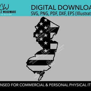 New Jersey American Flag SVG, United States Map, Cut File, Png, Pdf ...