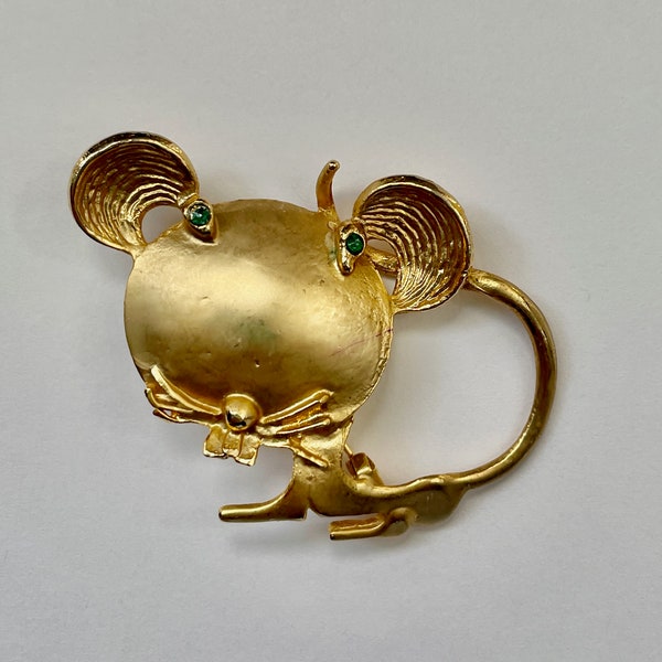 Cute Mouse Pin with Faux Emerald Eyes