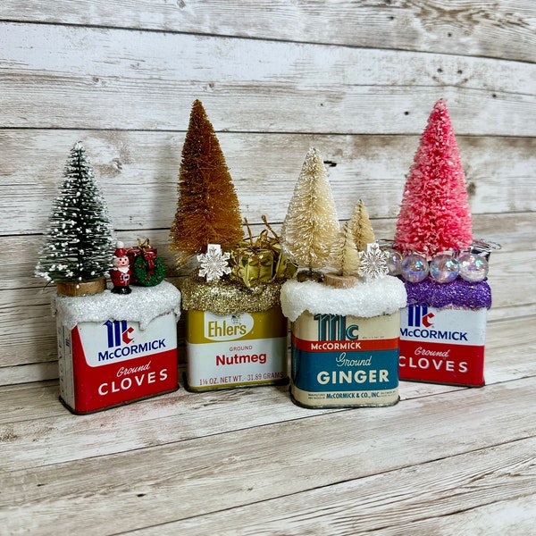 Christmas Upcycled Spice Tins, Trees