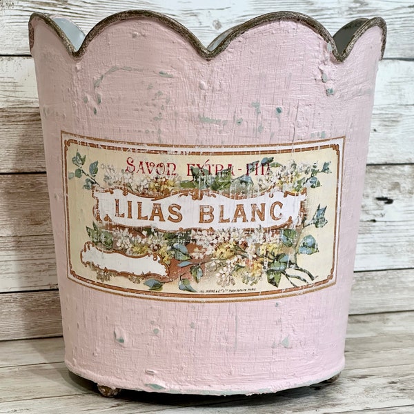 Upcycled Cottage Garden Pink Metal Planter