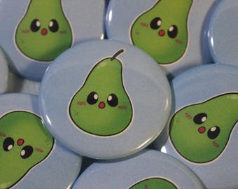 ONE (1) Pear original Cutie Foodies fruit food 1.5 inch pinback button