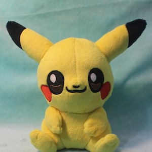6&quot; Sitting Chibi Pikachu inspired Pokedoll handmade plush plushie Made to Order
