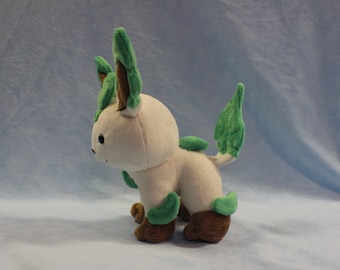 9” Chibi Leafeon pokemon inspired handmade plush plushie MADE TO ORDER