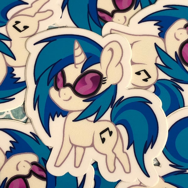 Vinyl Scratch Unicorn MLP My Little Pony chibi DJ PON3 inspired 2" sticker