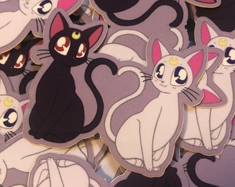 Luna and Artemis Sailor Moon Cat Kitty Couple Inspired 2” Glossy Vinyl Sticker