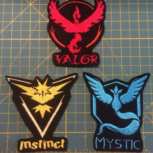 Valor, Mystic, Instinct Team iron-on patches