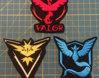 Valor, Mystic, Instinct Team iron-on patches