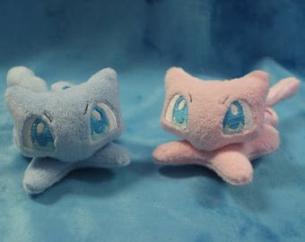 6" Mew and Shiny Mew Plushie Pokemon inspired Minky Handmade Plush