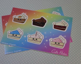 Cakes Sticker Set Cutie Foodies Original food 4x6in Vinyl sticker sheet